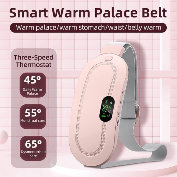 Period Heating Pad Belt – 3 Heat Levels & 4 Massage Modes Rechargeable