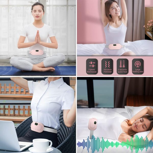 Period Heating Pad Belt – 3 Heat Levels & 4 Massage Modes Rechargeable