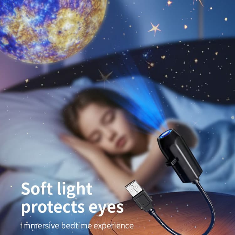 3-Lens USB Moon & Earth Projection Lamp – Starry Sky Night Light