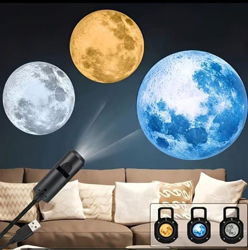 3-Lens USB Moon & Earth Projection Lamp – Starry Sky Night Light