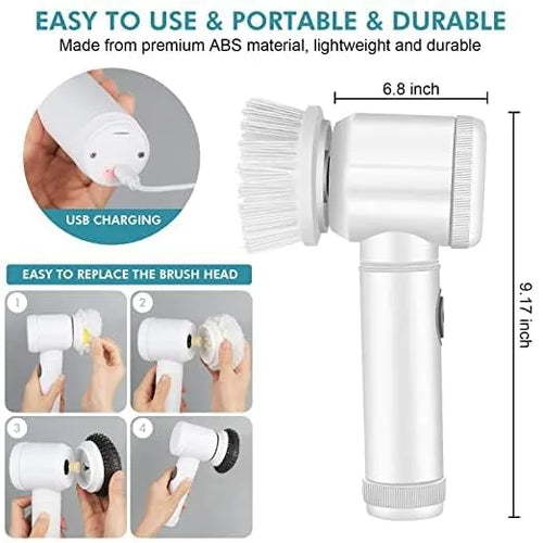 5-in-1 Rechargeable Handheld Electric Cleaning Brush – Multi-Purpose Power Scrubber