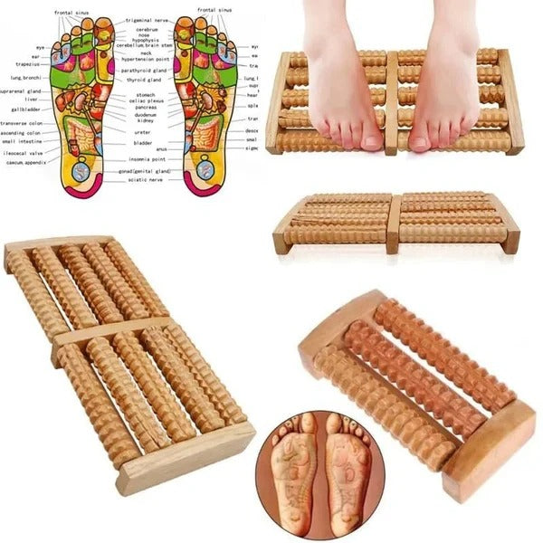 Natural Wooden Foot Roller Massager – Manual Reflexology & Relaxation Tool