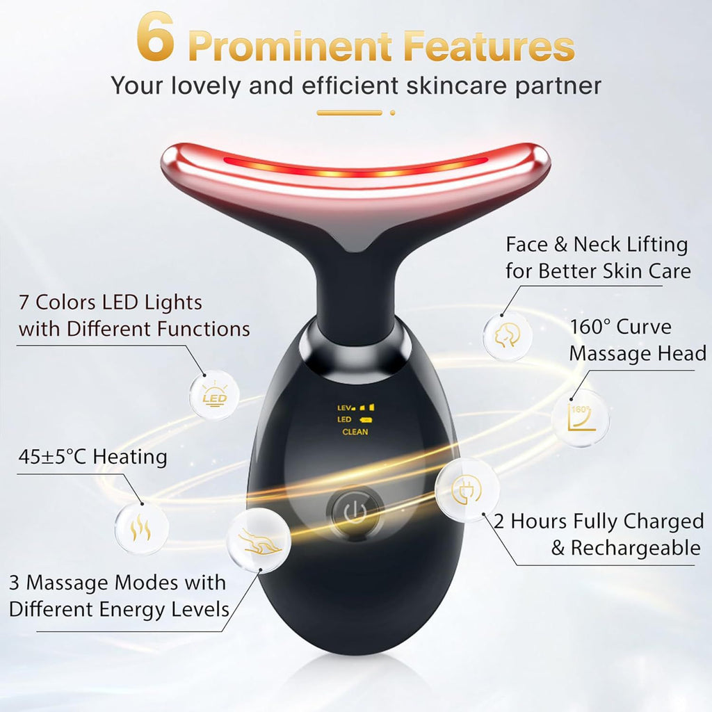 LED Face Massager with warming and vibration massage modes