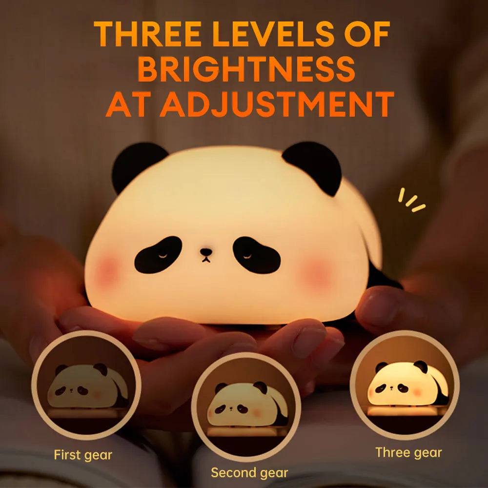 Panda Silicone Night Light showing adjustable brightness levels